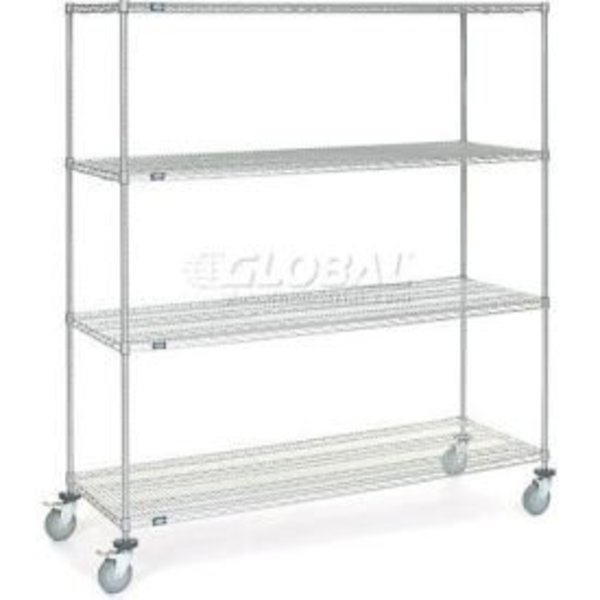 Global Equipment Nexel    Chrome ESD Wire Shelf Truck, 4 Shelf, 72"L x 24"W x 69"H, Polyurethane Casters C24726ESD